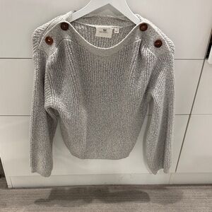Sita Murt Heather Gray Button-Shoulder Knit Sweater - Women